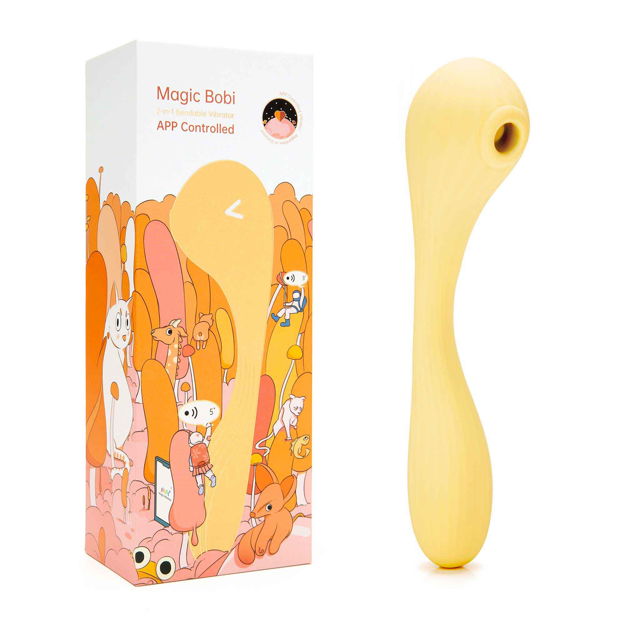 Magic Motion Bobi - YELLOW APP Controlled Smart 2-in-1 Bendable Vibrator - MM-BOBI YEL