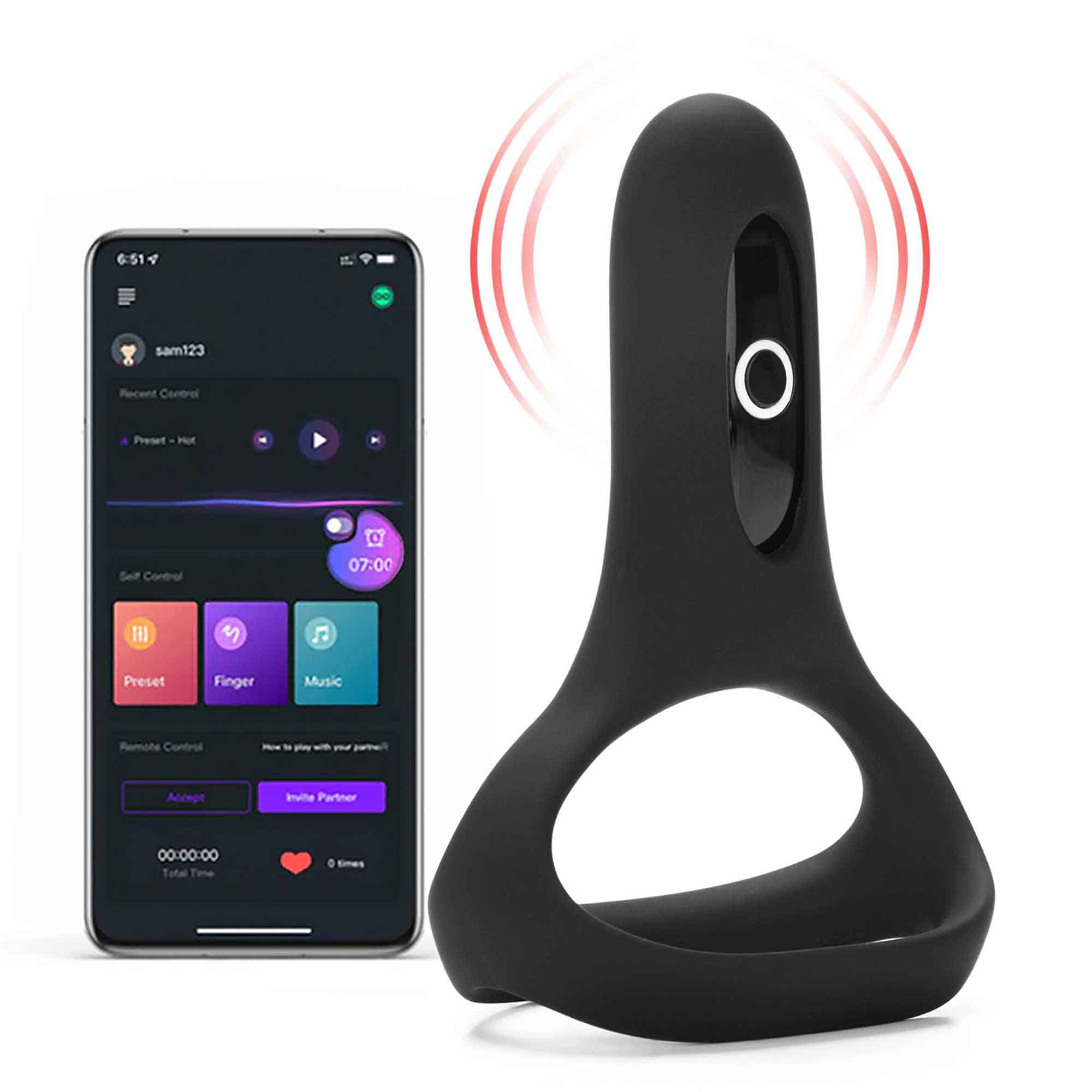 Magic Motion Rise BLACK APP Controlled A Smart Wearable Cockring - MM-RISE BLK