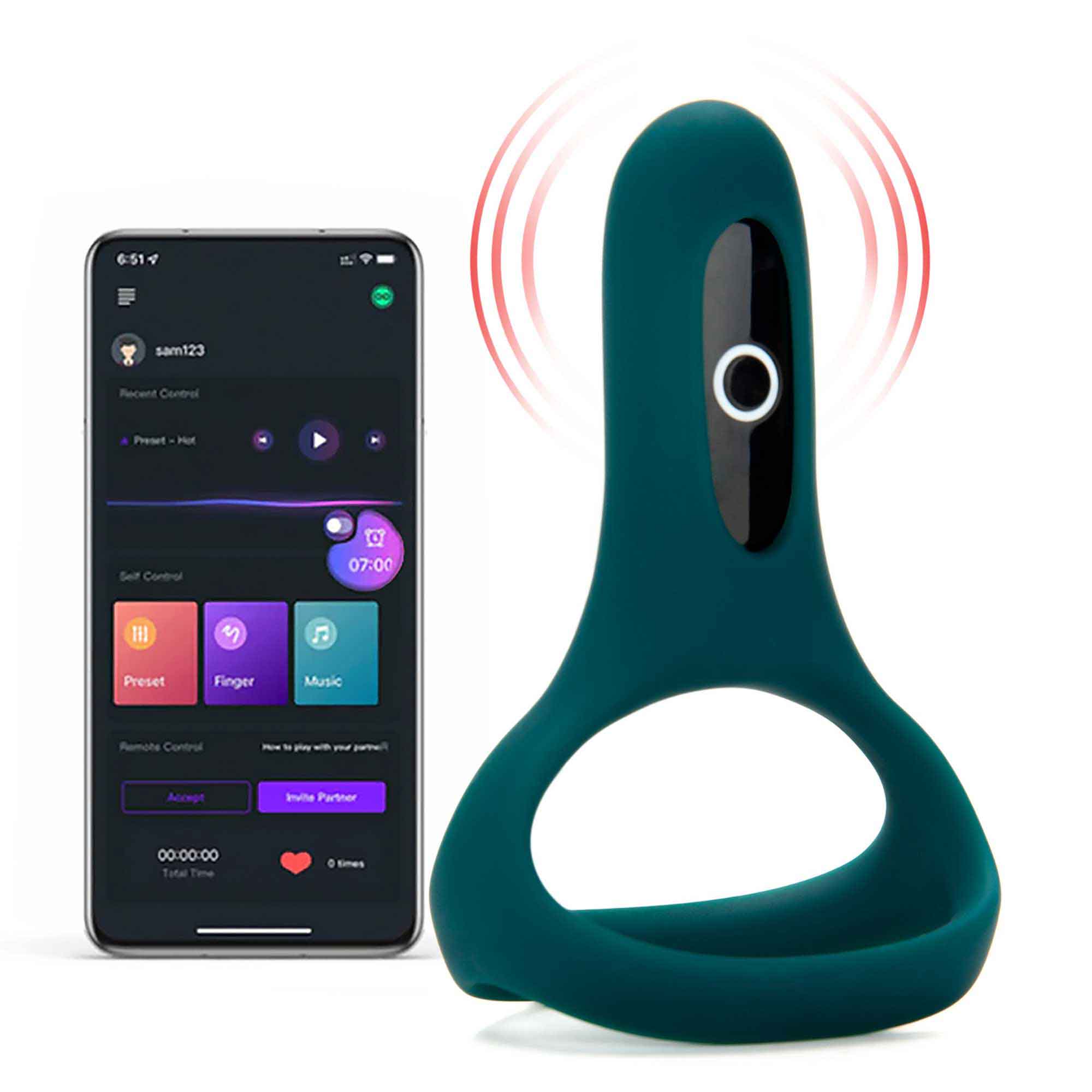 Magic Motion Rise TURQUOISE APP Controlled A Smart Wearable Cockring - MM-RISE TURQ