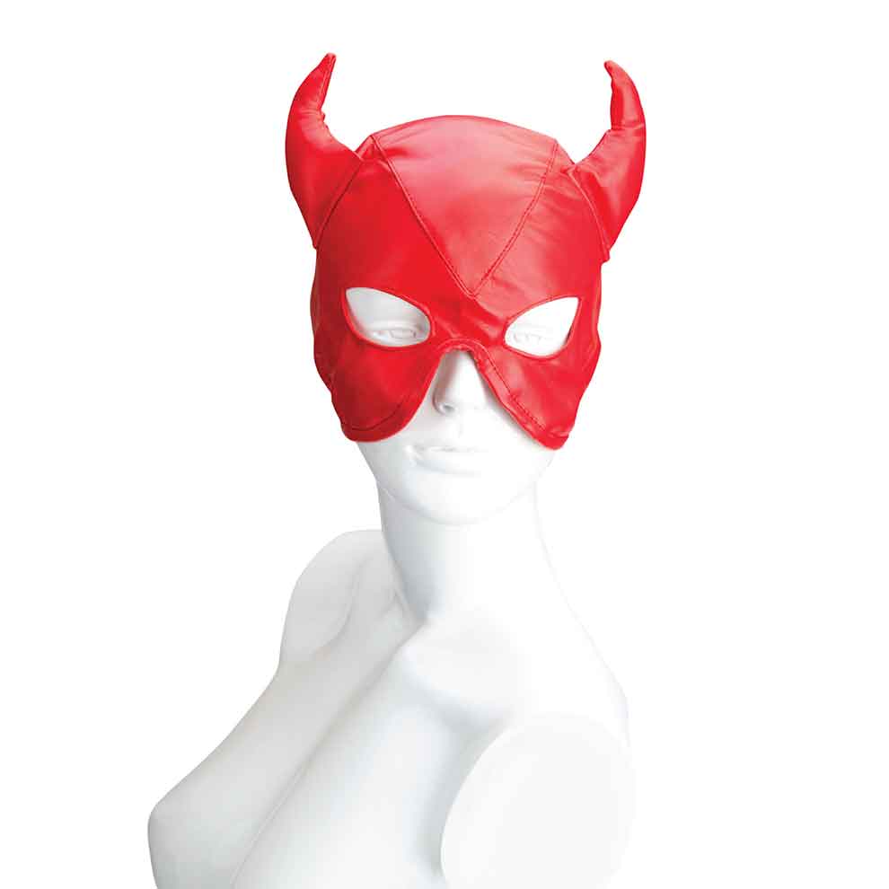 Devil Horns Patent Leather Mask - SMES-908