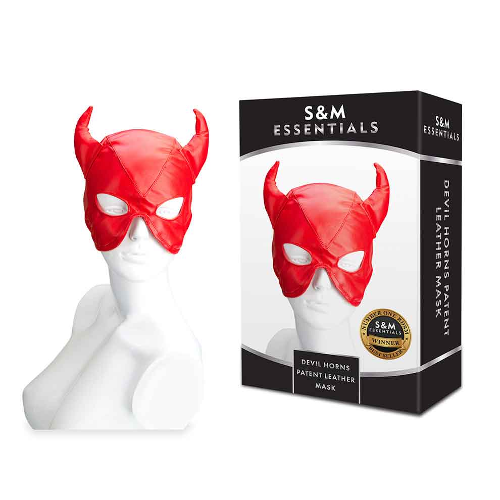 Devil Horns Patent Leather Mask - SMES-908